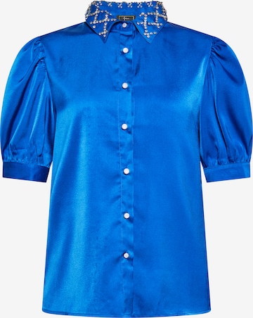 Camicia da donna di faina in blu: frontale