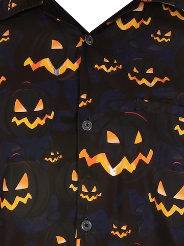 King Kameha Shirt 'Helloween Pumpkin Allover' in Schwarz