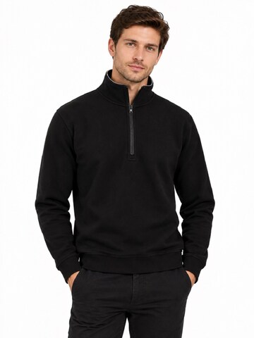 ØRN Workwear Sweatshirt 'ORN Grouse Quarter-Zip Sweatshirt – Marineblauw' in Zwart