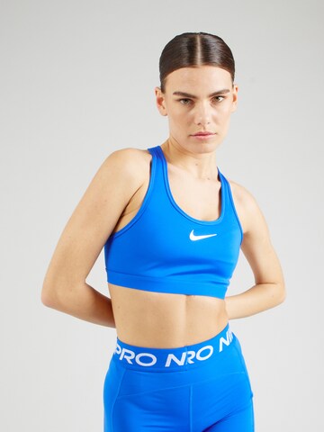 NIKE Bustier Sport bh 'SWOOSH' in Blauw: voorkant