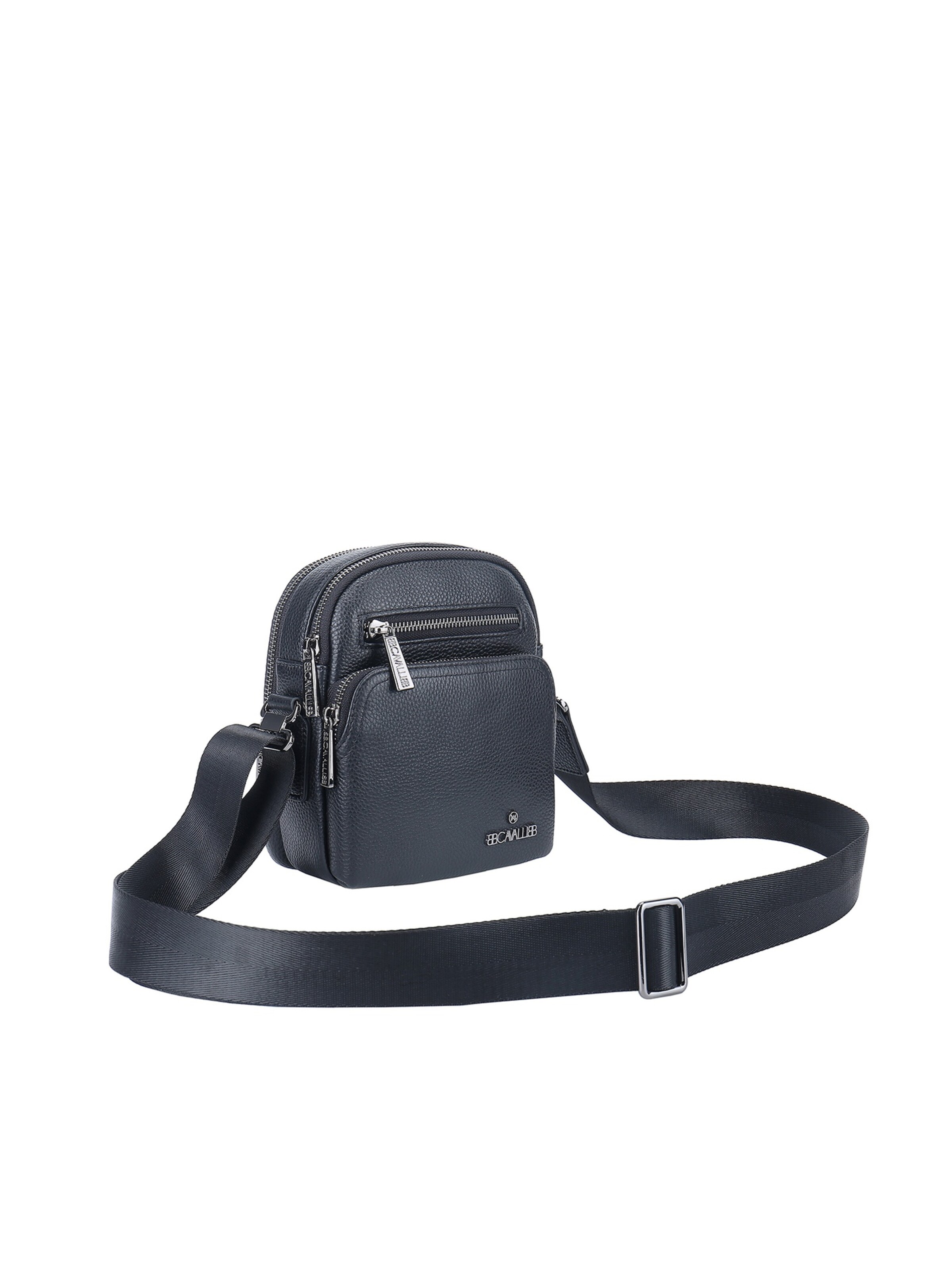 Borsa a tracolla 'Borsa a Tracolla Uomo Vera Pelle con Zip - B Cavalli' di B. Cavalli in nero