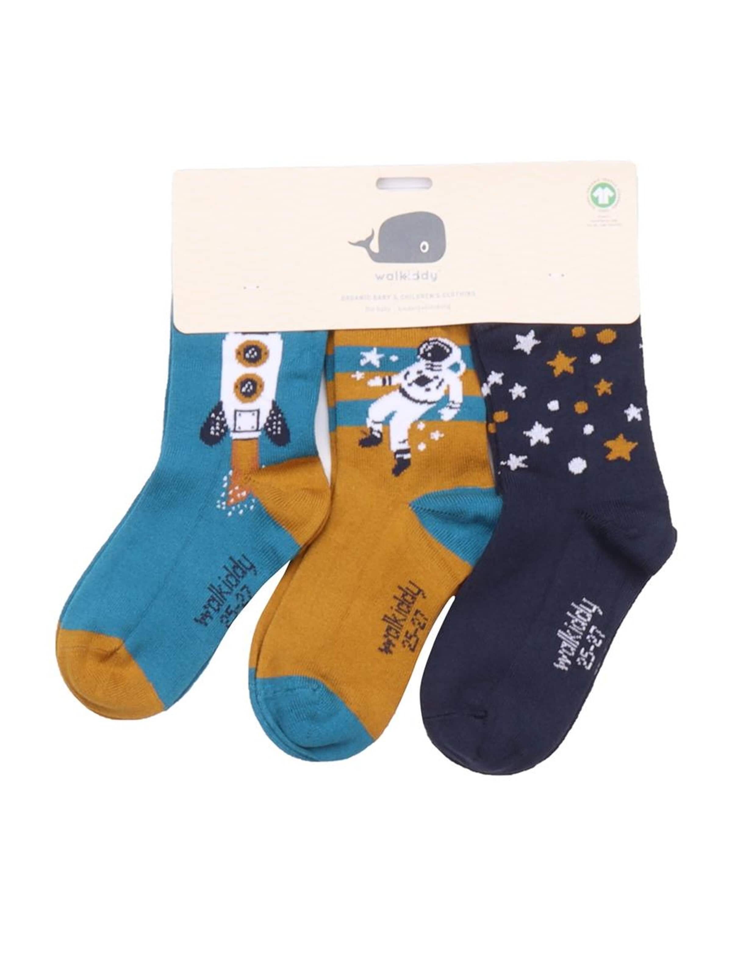 Walkiddy Socken 'Space Trip'‌‌‌‌ in Blau: Vorderseite