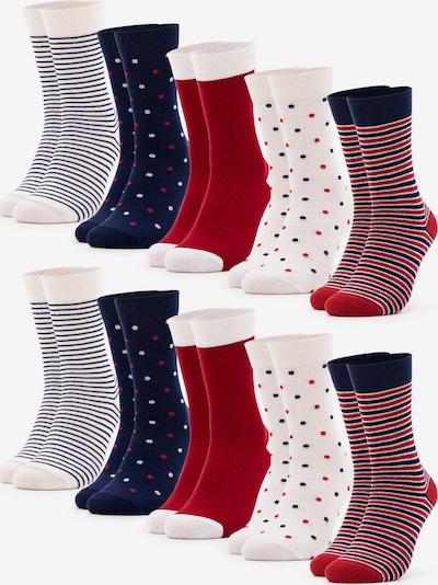 Occulto Socken 'Milka' in navy / karminrot / wollweiß, Produktansicht