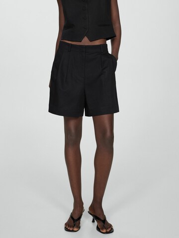 MANGO Loose fit Pleat-Front Pants 'MAX' in Black: front