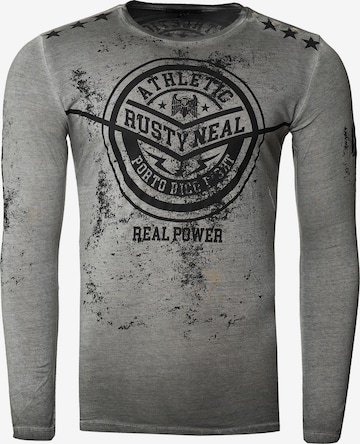 Rusty Neal Cooles Longsleeve mit großem Front Print in Grau: predná strana