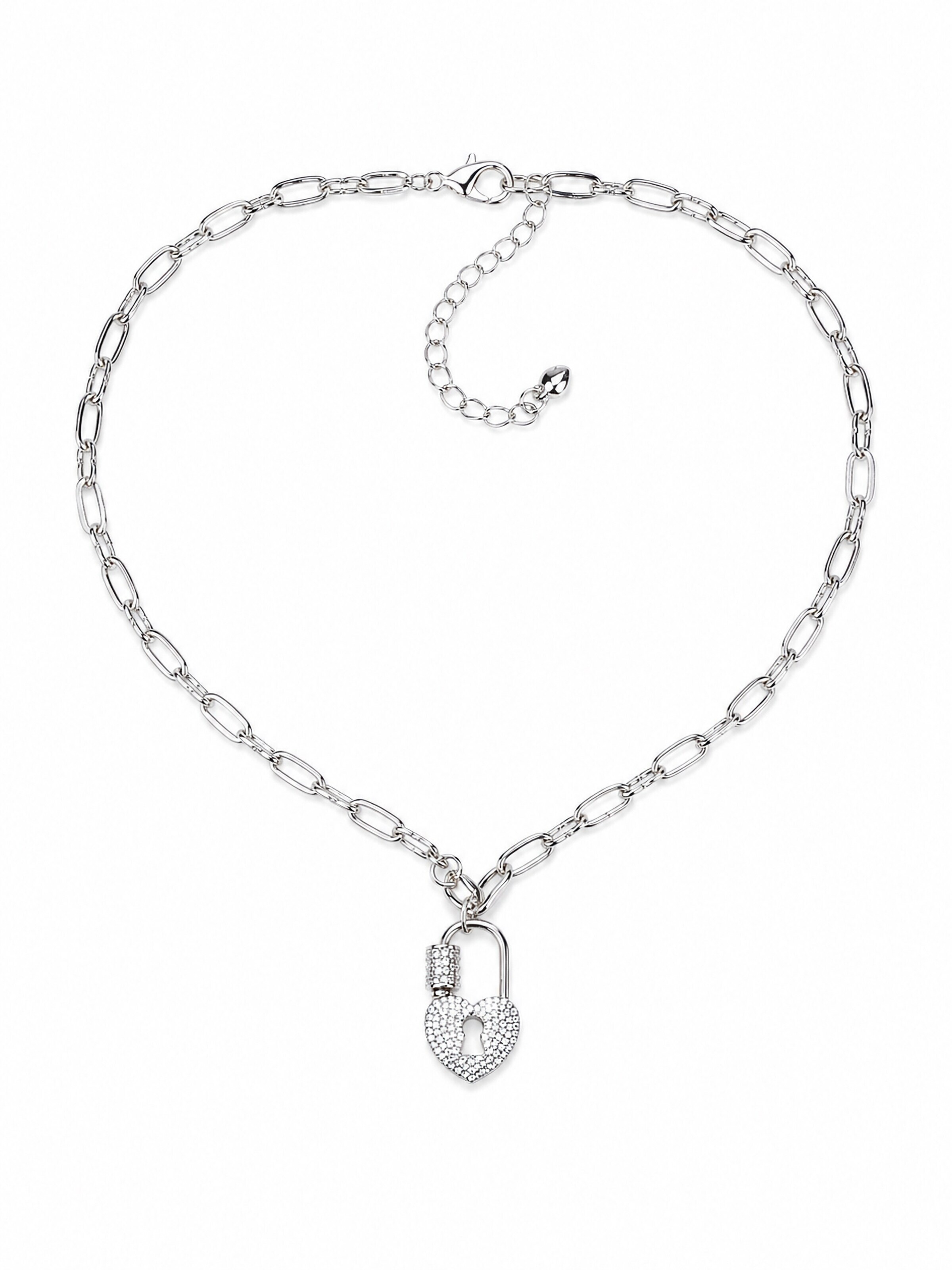 COLLEZIONE ALESSANDRO Necklace 'Schloss' in Silver: front
