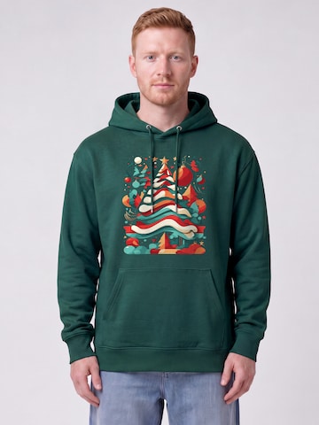 Felpa 'Christmas Tree' di Watapparel in verde: frontale