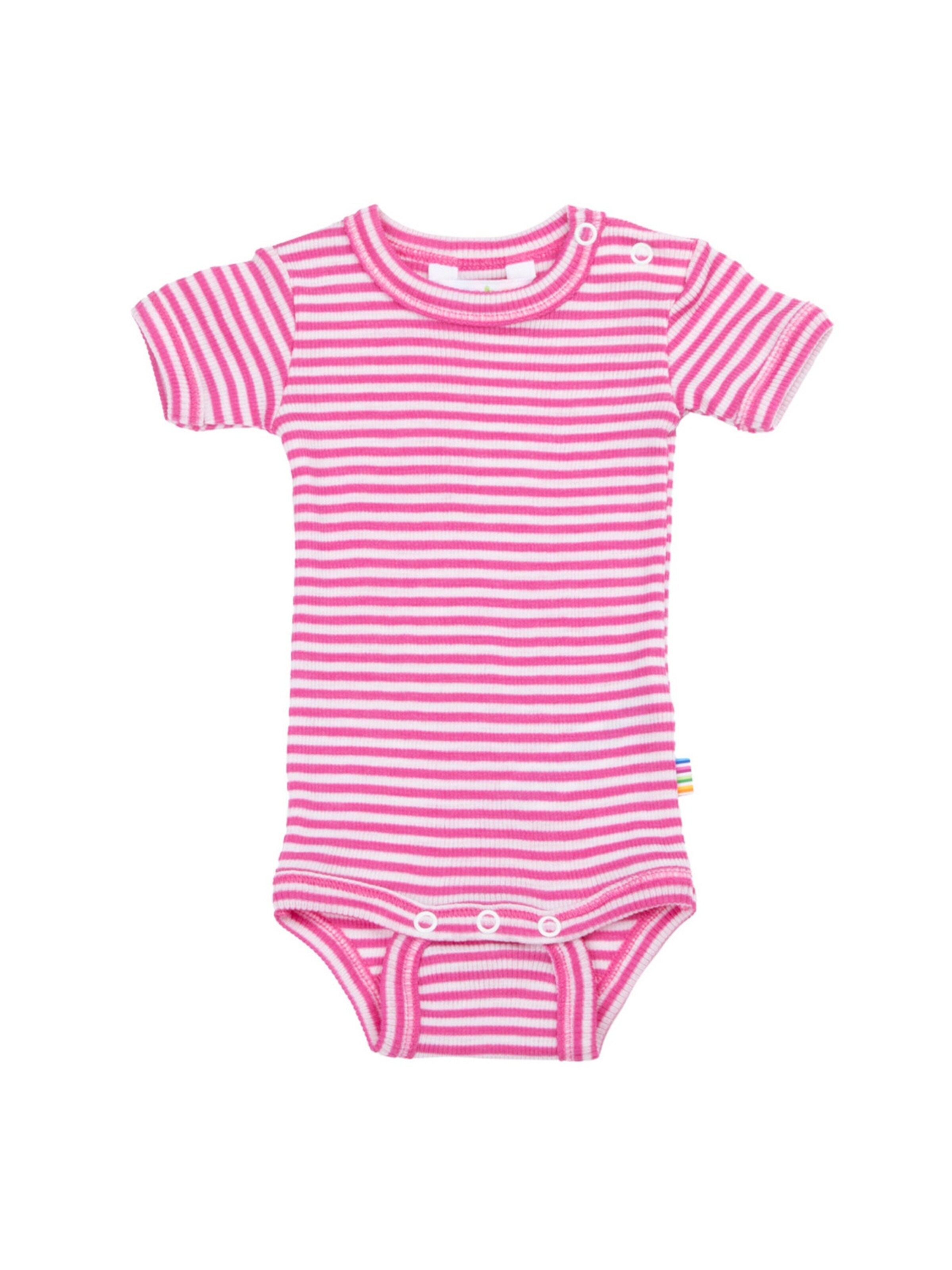 JOHA Strampler/Body 'Kurzarmbody aus Merinowolle/Seide'‌‌‌‌‌ in Pink: Vorderseite