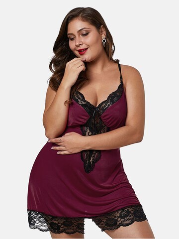 ORGANZA Lingerie Negligee 'Plus Size Negligé Set' in Red