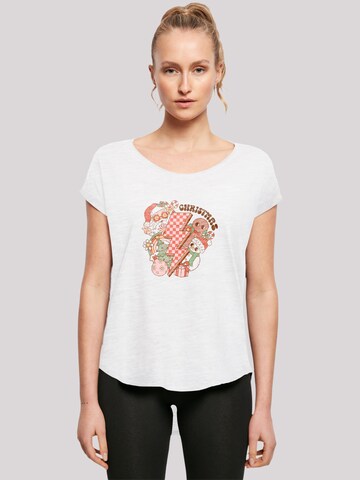 F4NT4STIC Shirt 'Groovy Christmas Flash Cozy Vibes' in White: front
