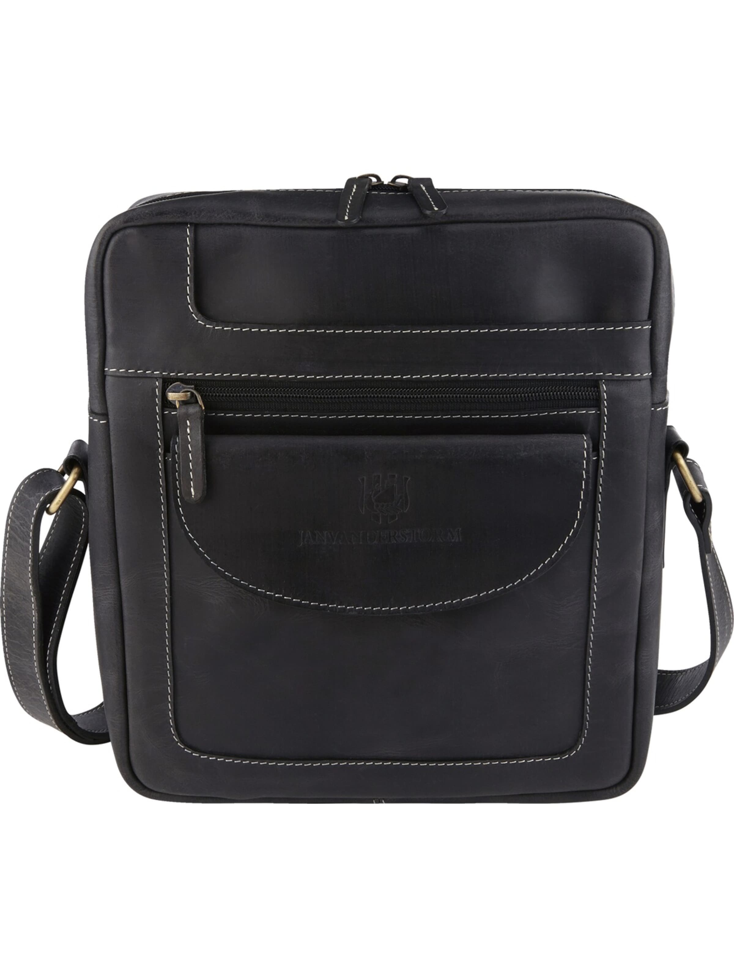 Jan Vanderstorm Umhängetasche 'Dietger' in Schwarz: Vorderseite