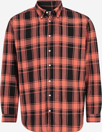 JACK & JONES Comfort fit Button Up Shirt 'COZY' in Orange: front