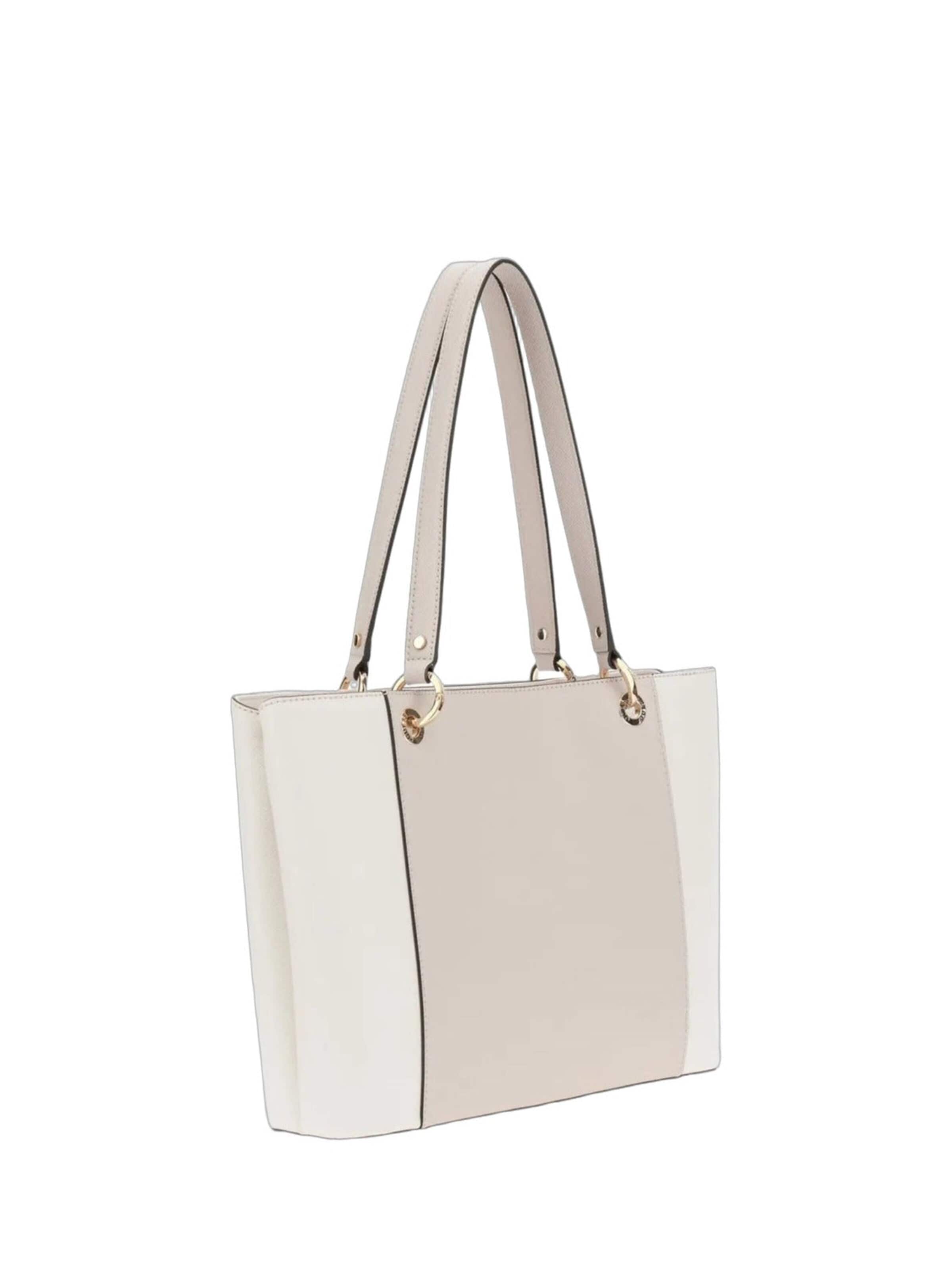 balta GUESS Pirkinių krepšys 'Guess Sac Bandoulière Bramina Small Satche Off White/Taupe'
