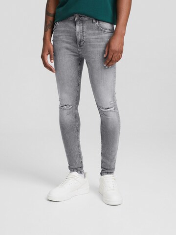 Bershka Skinny Fit Дънки в сиво: отпред