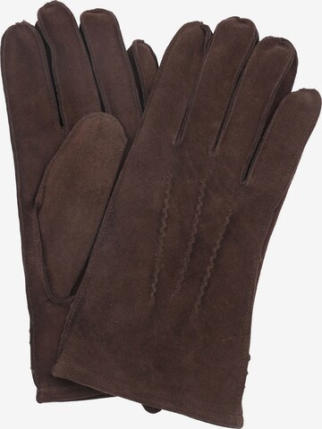 Suitable Full Finger Gloves in Brown: front