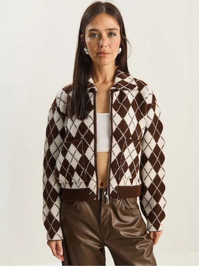 Bianco Lucci Strickjacke in XS-XL in schoko / weiß, Produktansicht
