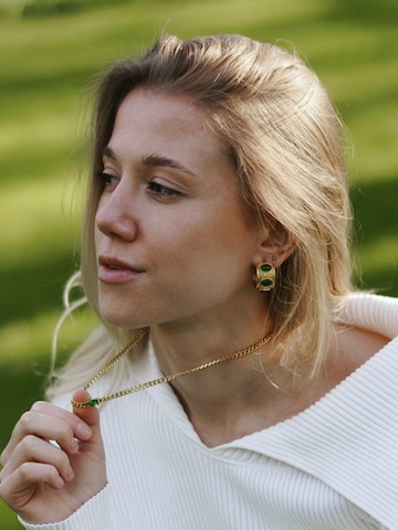 Boucles d'oreilles 'Emerald Crown Hoops' Les Reines en or