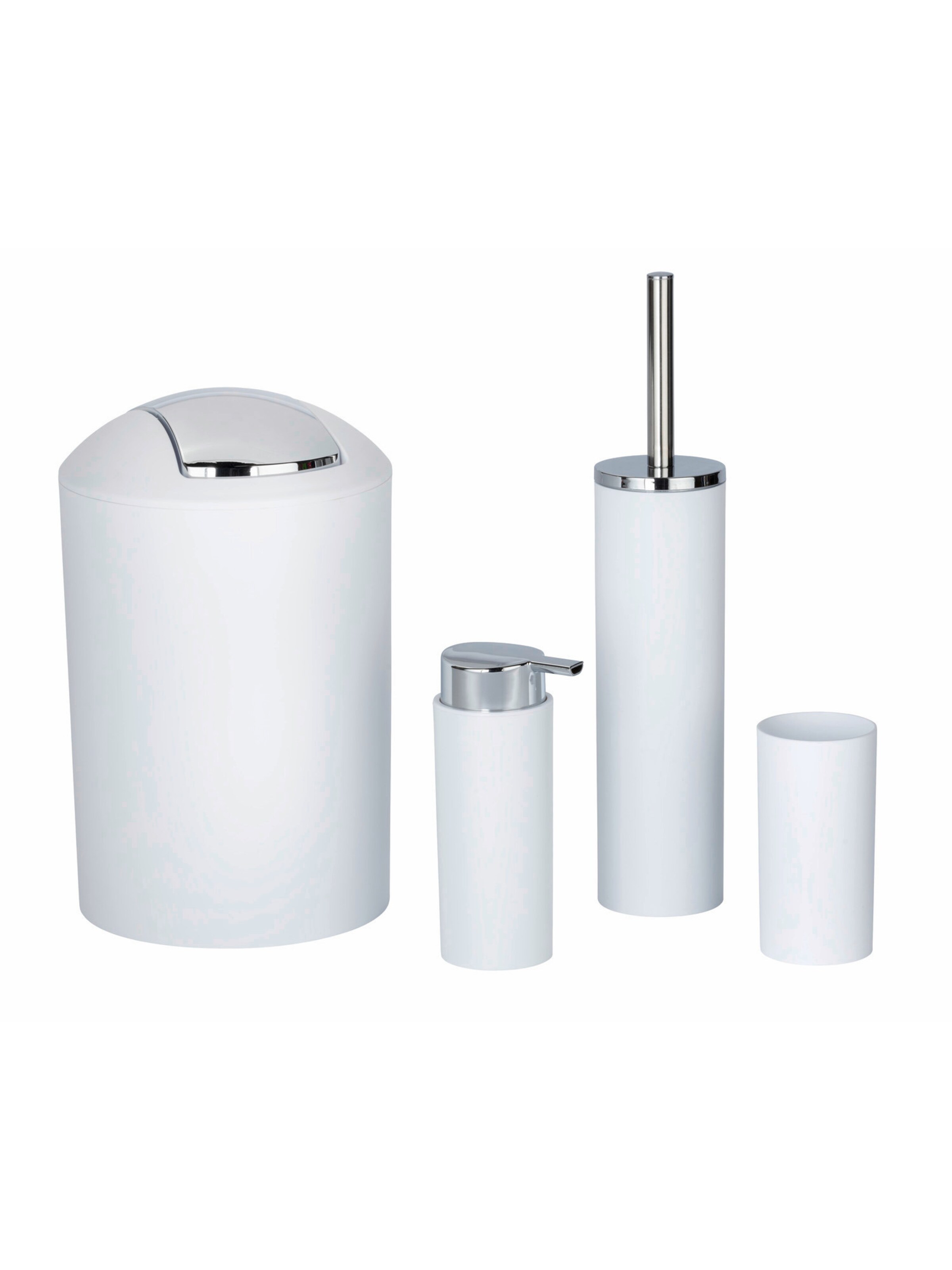 Wenko Bad-Accessoire-Set 'Calvo' in silber / weiß, Produktansicht