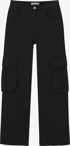 Wide leg Pantaloni cu buzunare de la Pull&Bear pe negru: față