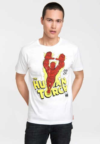 LOGOSHIRT Shirt 'Human Torch' in White: front