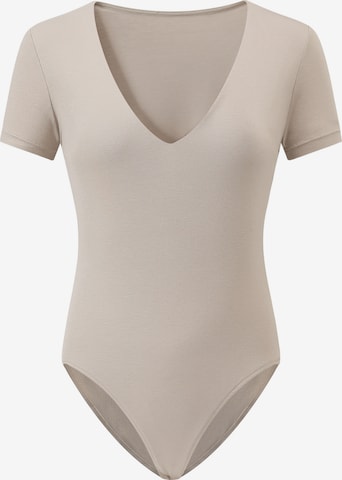 SASSYCLASSY Shirt bodysuit in Beige: front