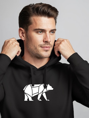 Neverless Sweatshirt 'Bär Lineart Polygon' in Black