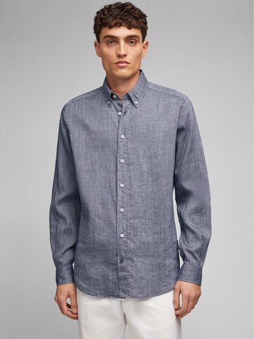 HECHTER PARIS Regular fit Button Up Shirt in Blue: front