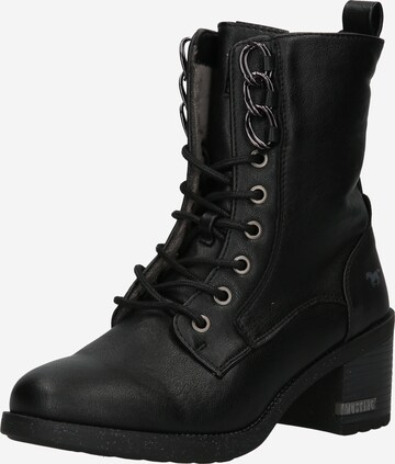 MUSTANG Lace-Up Ankle Boots in Black: front