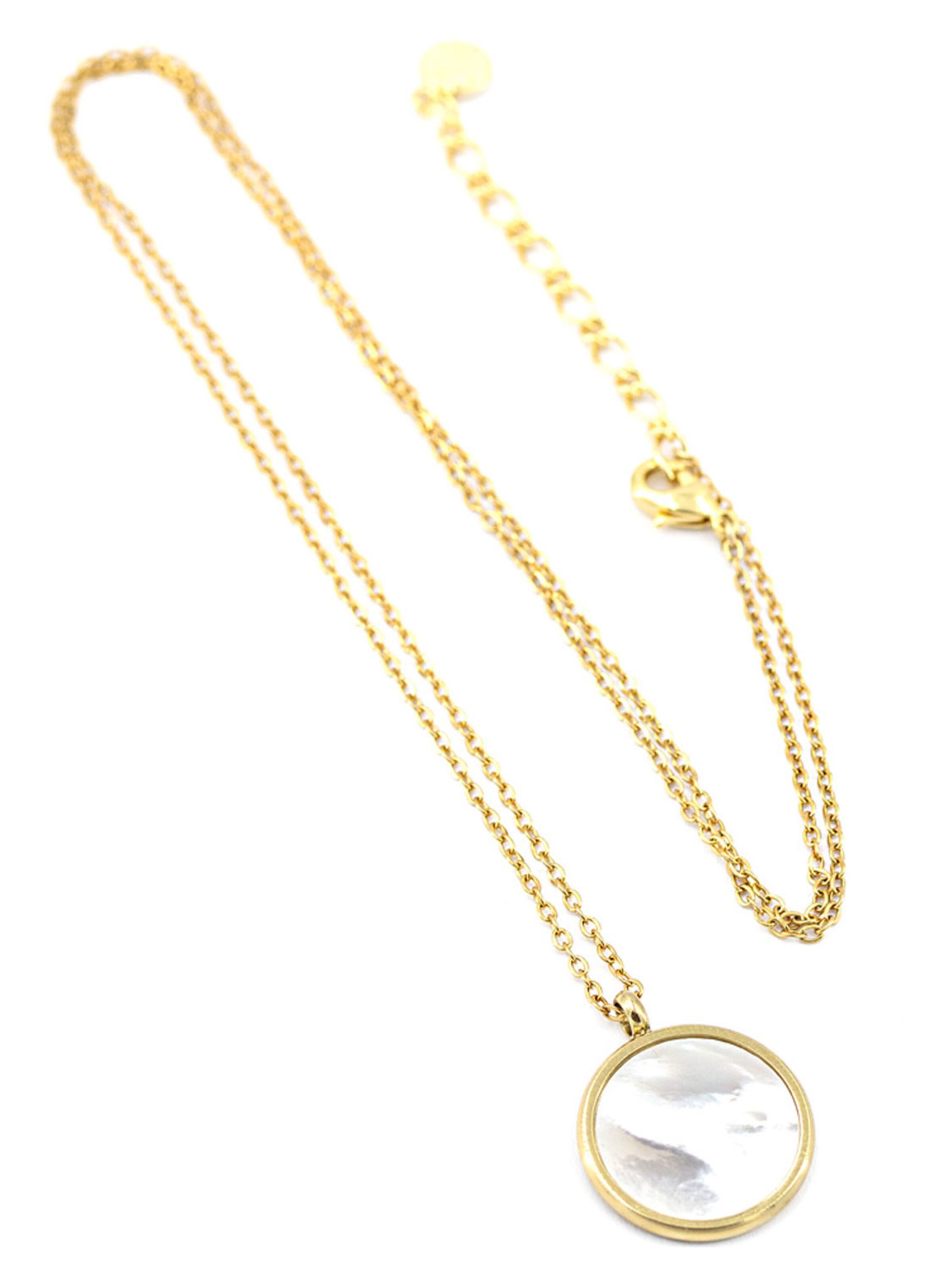 Sergio Engel Kette 'Beach Kette 02 Vergoldete Edelstahlkette mit Natursteinanhänger'‌‌‌‌‌‌ in Weiß: Vorderseite