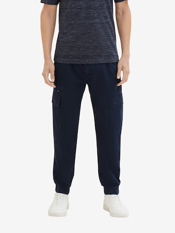 TOM TAILOR Tapered Cargo trousers in Blue: front