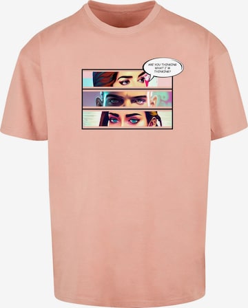 Merchcode Shirt 'Thinking Comic' in Oranje: voorkant