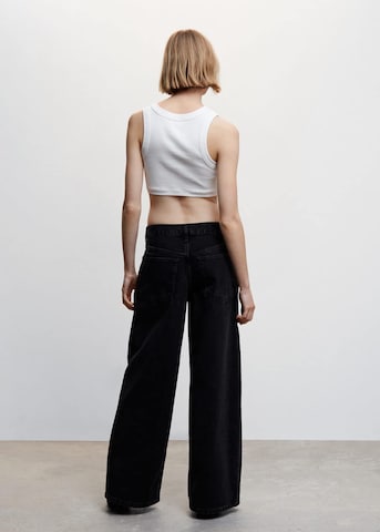 MANGO Wide leg Jeans 'Trucker' in Black