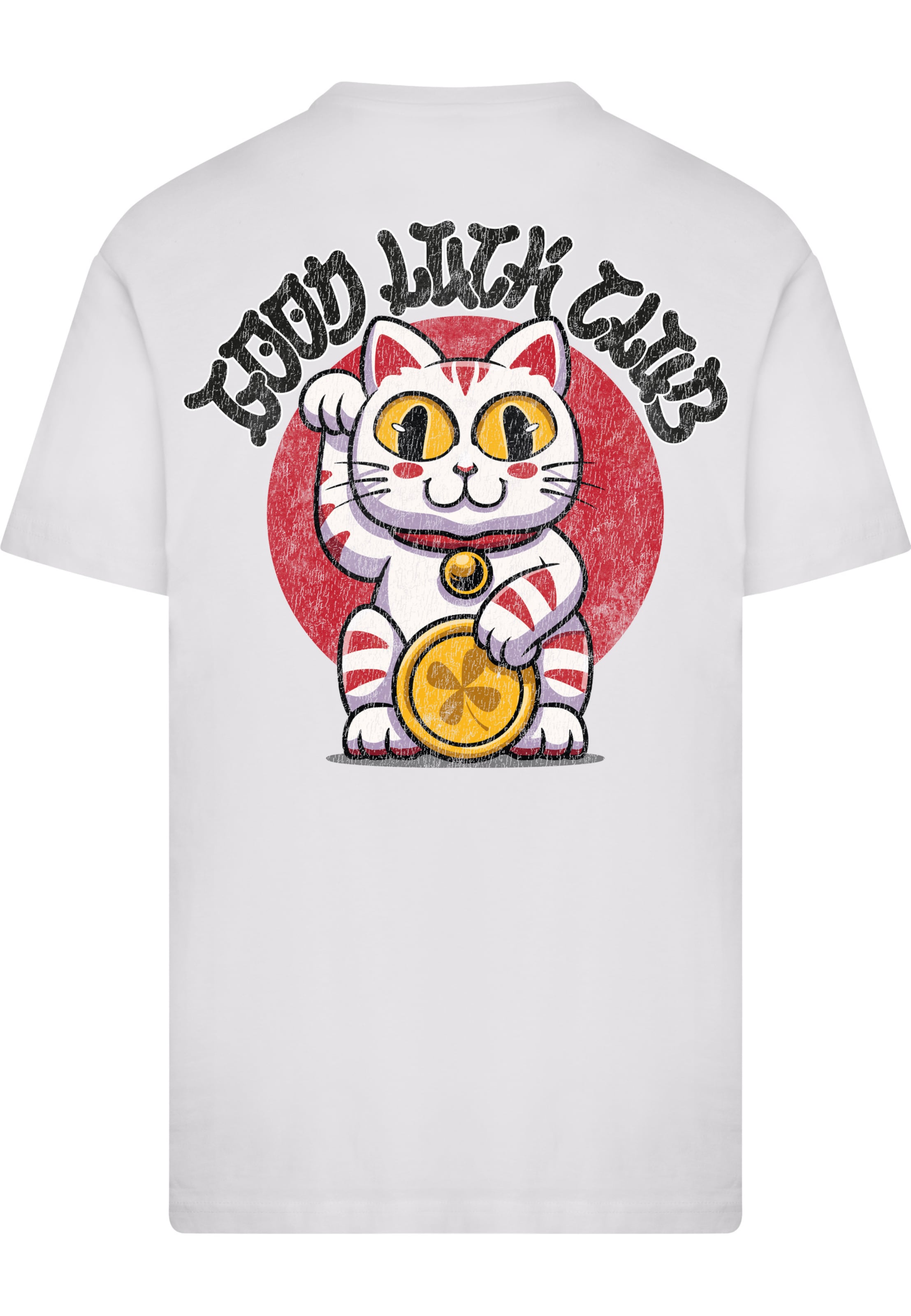 Tricou 'Good Luck Club Cat' de la Mister Tee pe alb