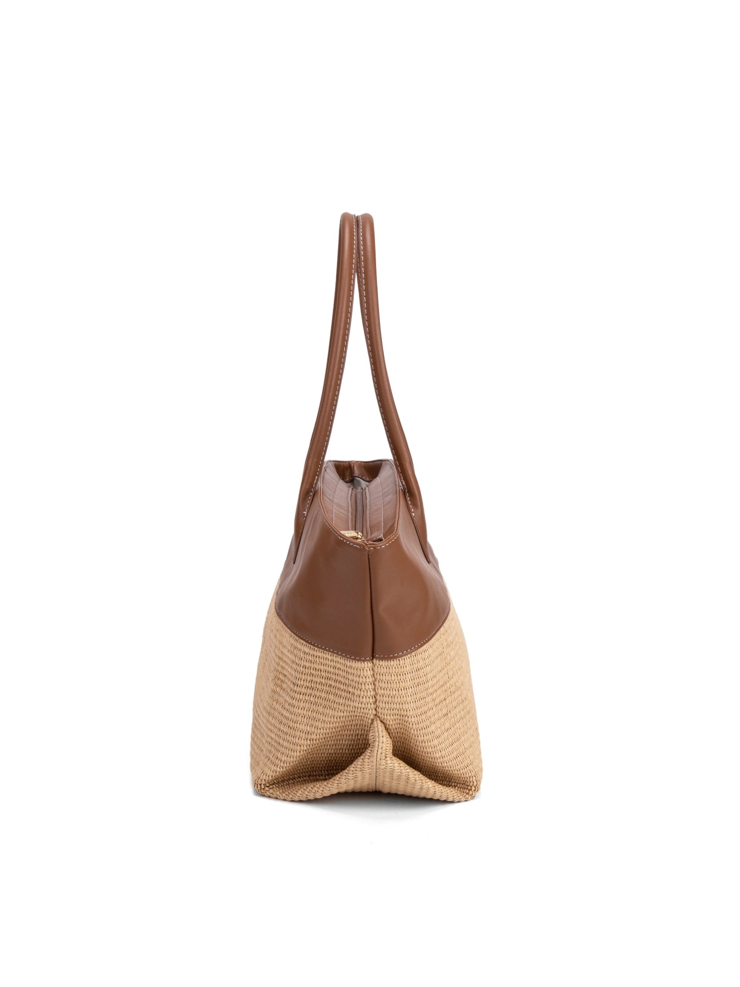 Borsa a spalla 'Borsa Shopper David Jones Bicolore Ecopelle e Tessuto Intrecciato' di David Jones in beige