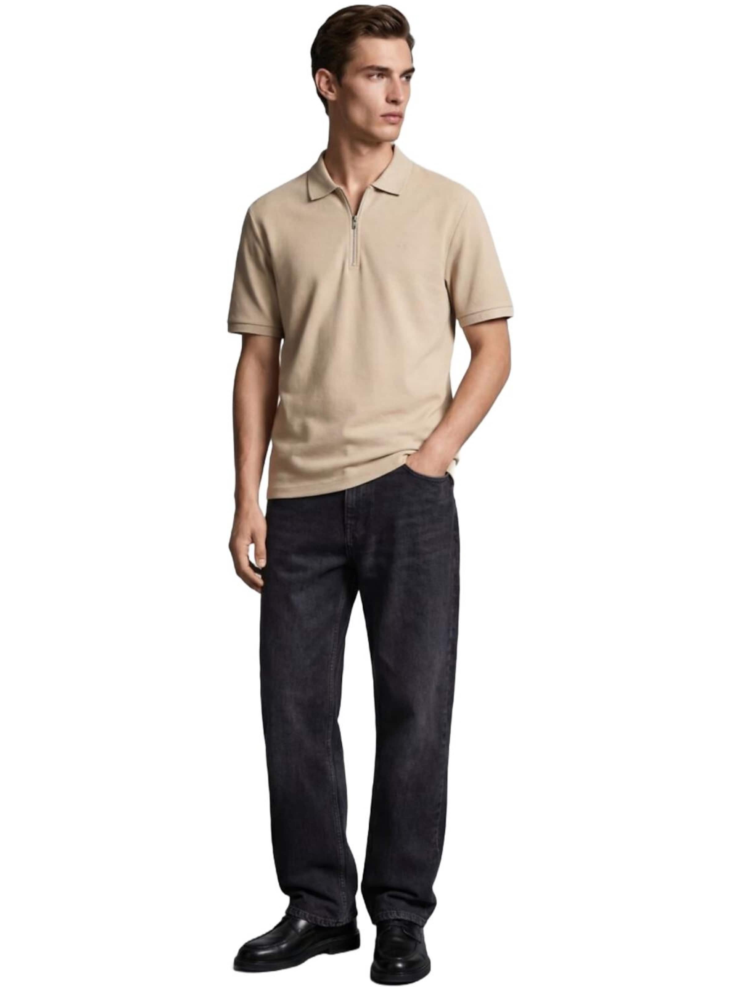 LTB Jeans - Camiseta 'LTB Jeans Herren-Polohemd aus Piqué mit Reißverschluss' en beige: frente