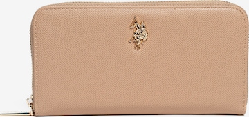 Portamonete di U.S. POLO ASSN. in beige: frontale
