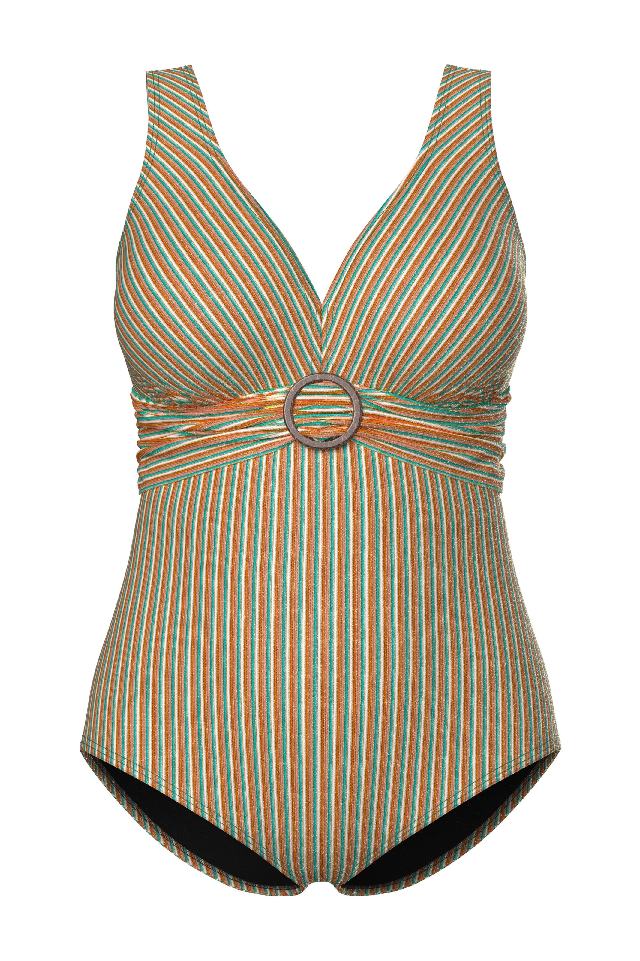 Ulla Popken Swimsuit in Green / Orange / White, Item view