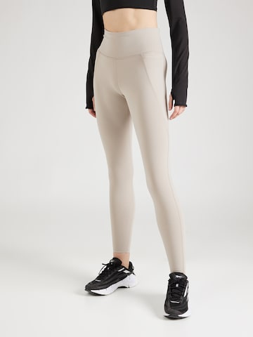 Reebok Skinny Workout Pants 'LUX' in Beige: front