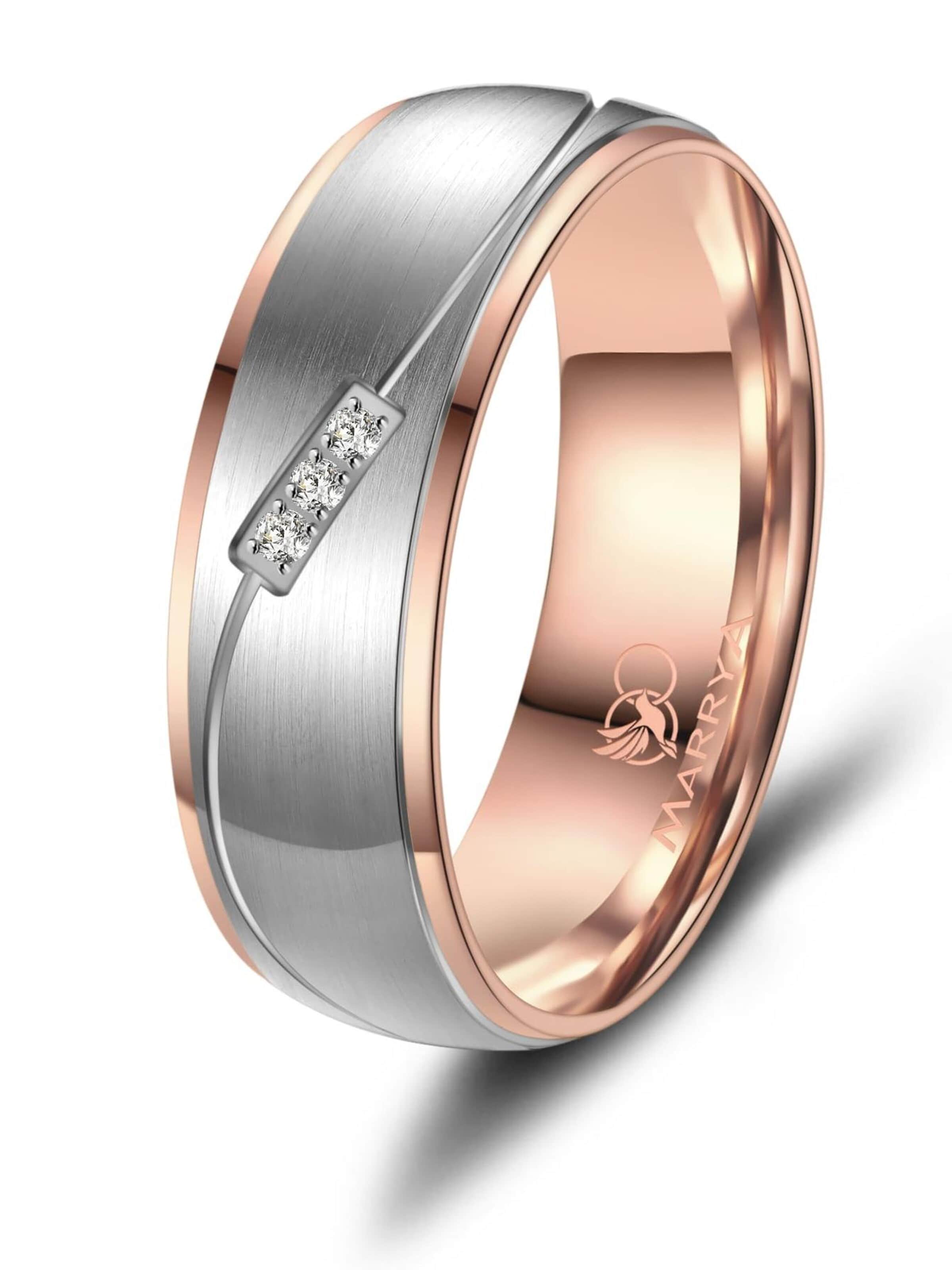 MARRYA Ring 'MARRYA ES-21 Ehering aus Edelstahl - Silberfarben & Rosé' i silver