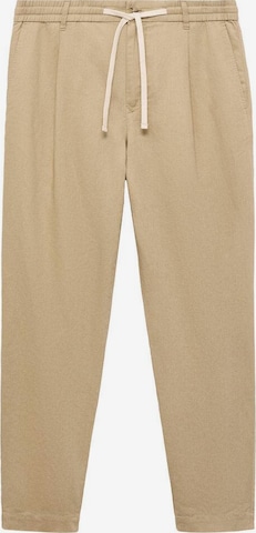 MANGO MAN Pleat-Front Pants 'Romelino' in Beige: front