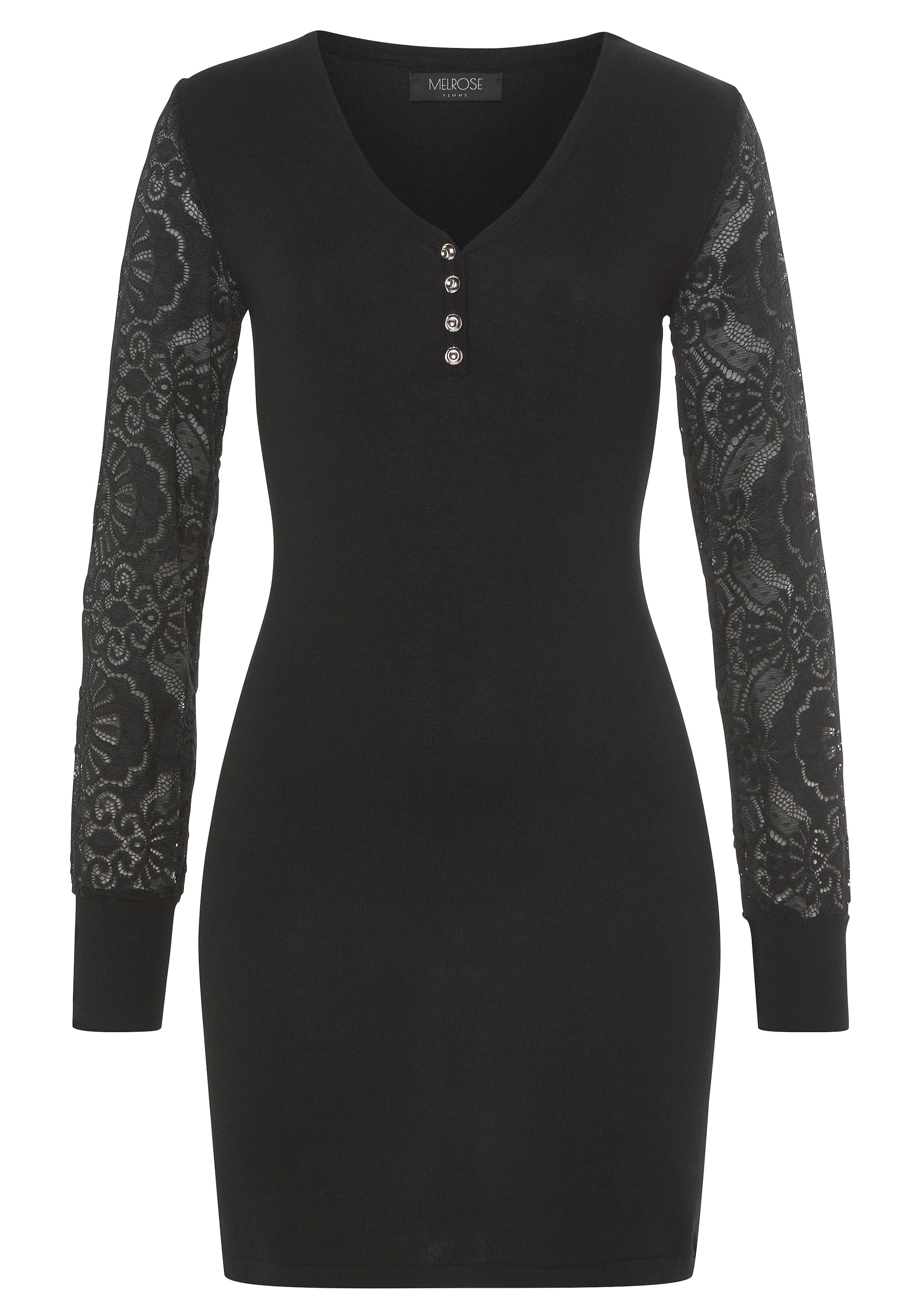 MELROSE Strickkleid in Schwarz: Vorderseite