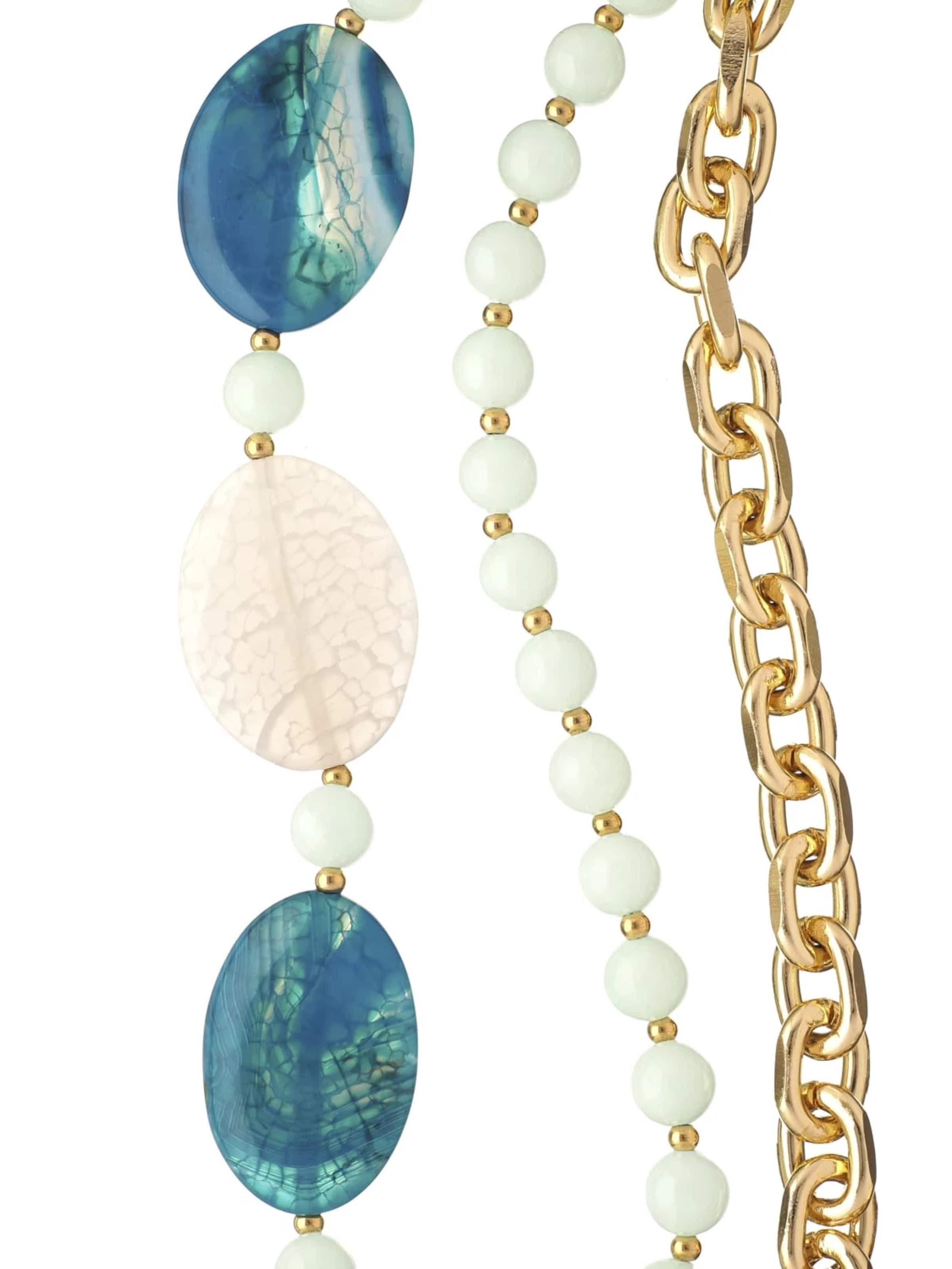 THE GEM STORIES JEWELRY - Cadena 'Pal Blue Jade Necklace with Agate Stones and chain' en azul