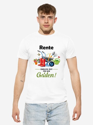 Maglietta 'Rente - Endlich Zeit für den Garten' di Cotton Prime in bianco: frontale