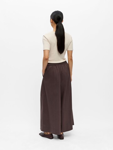 OBJECT Wide leg Broek 'OBJPaige' in Bruin