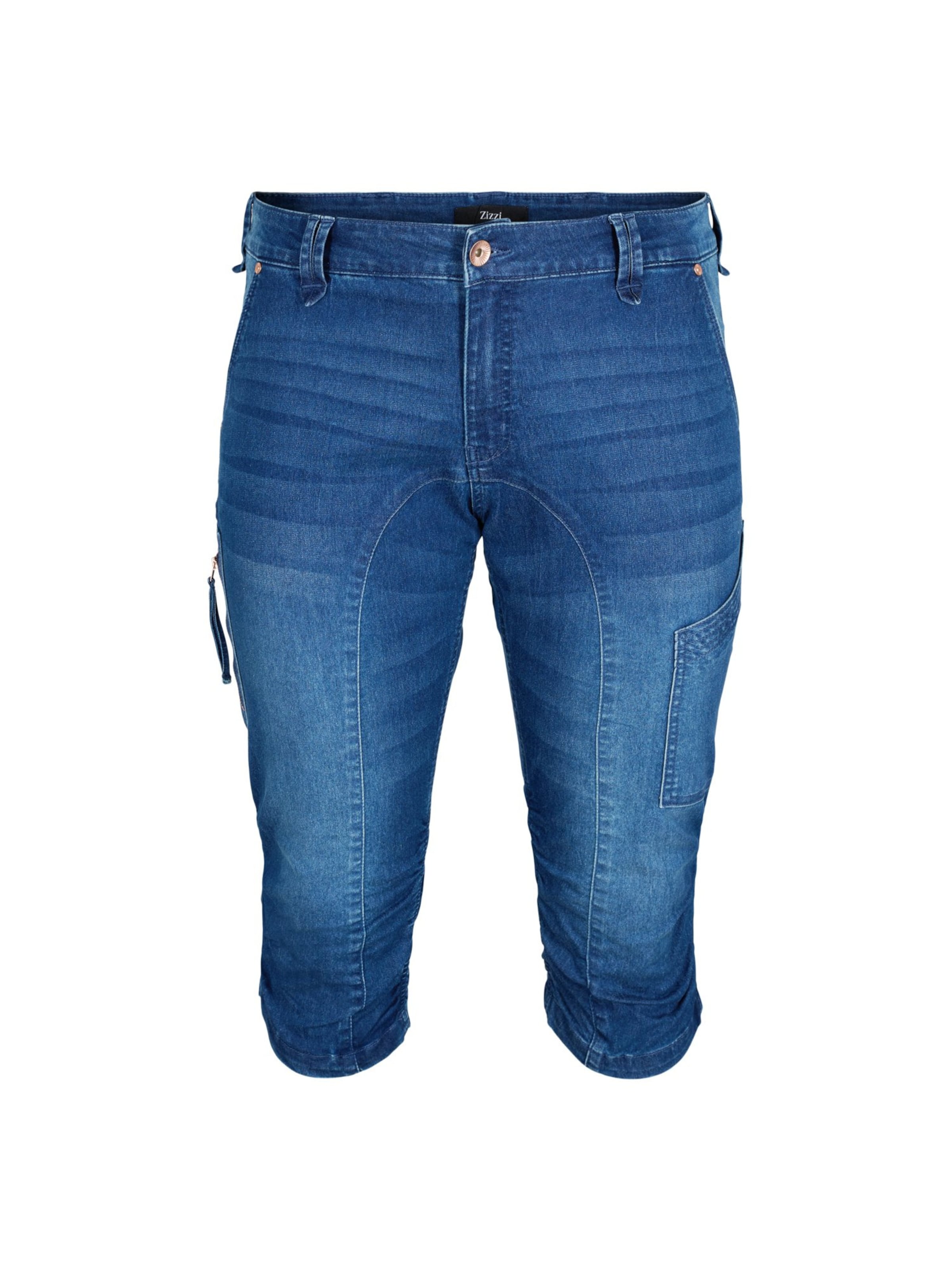 Zizzi Slimfit Jeans in Blauw: voorkant