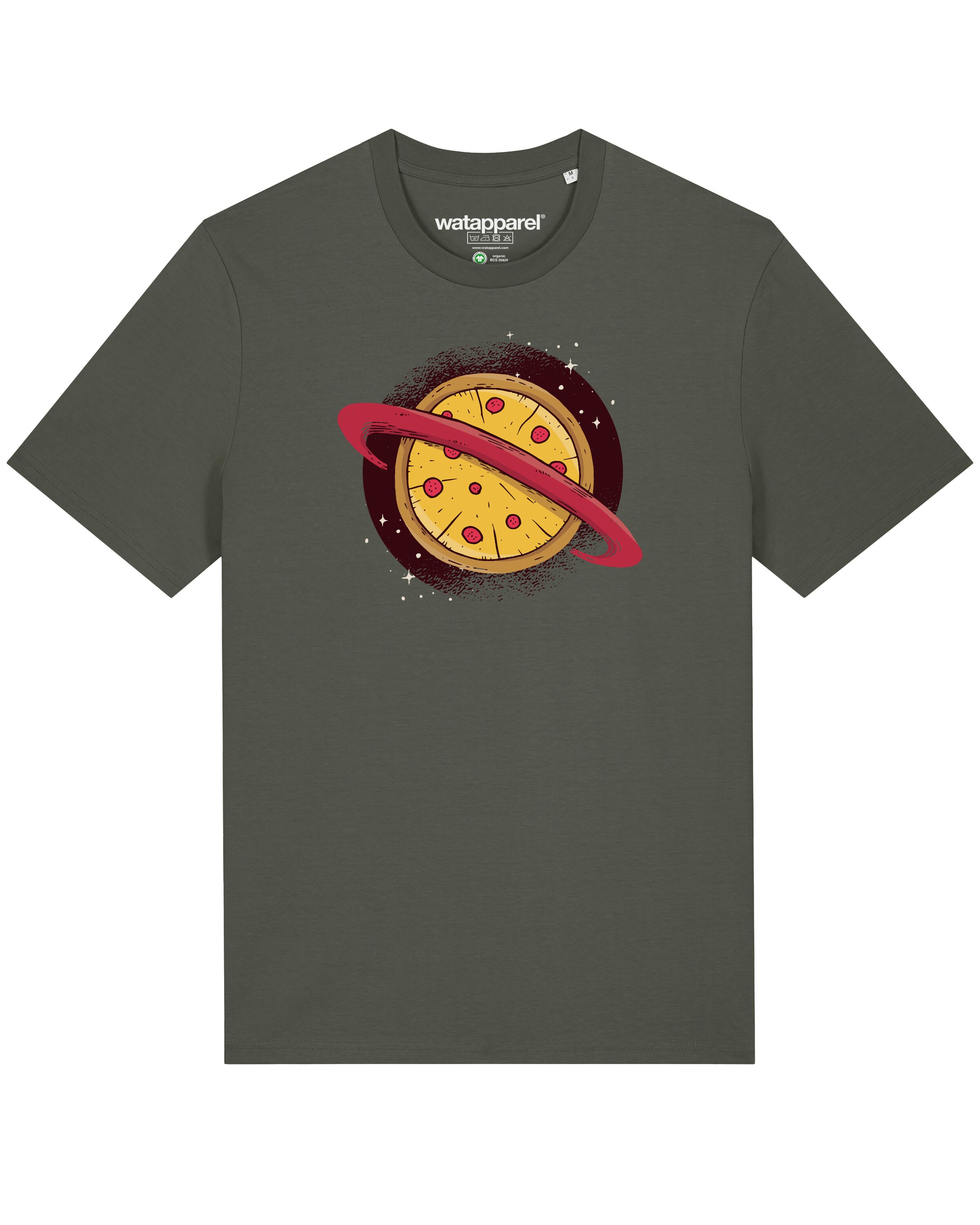 Maglietta 'Pizza Planet' di Watapparel in verde: frontale