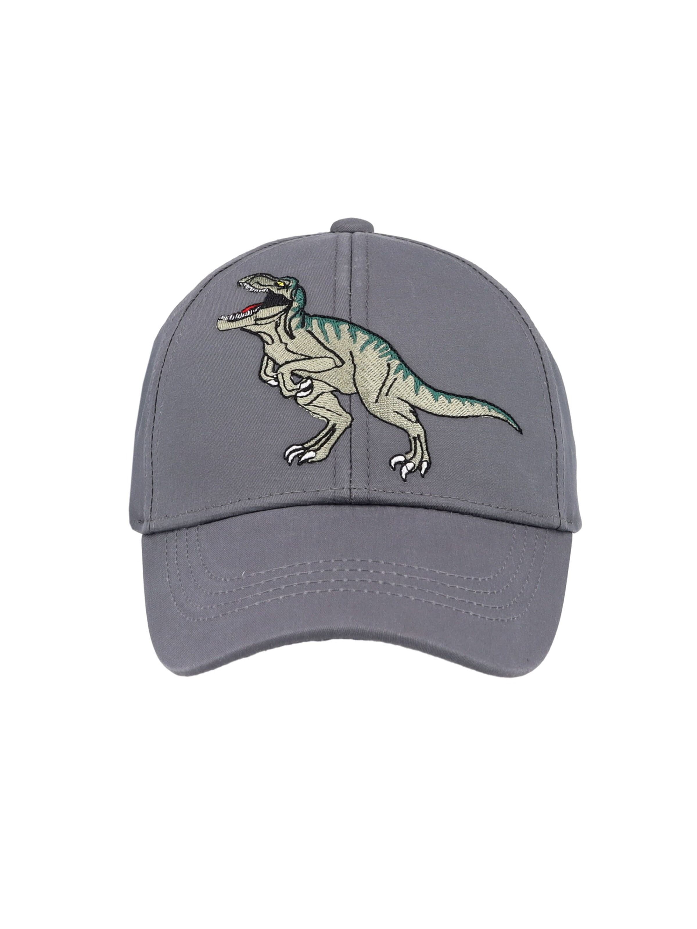 MAXIMO Hut 'KIDS BOY-Cap, Dino Stickerei, Klettverschluß'‌‌‌‌‌‌‌ in Grau: Vorderseite