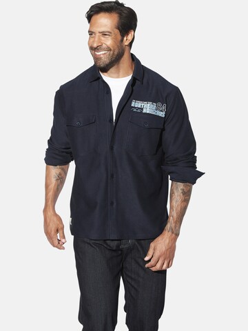 Jan Vanderstorm Comfort fit Overhemd ' Knutgard ' in Blauw: voorkant