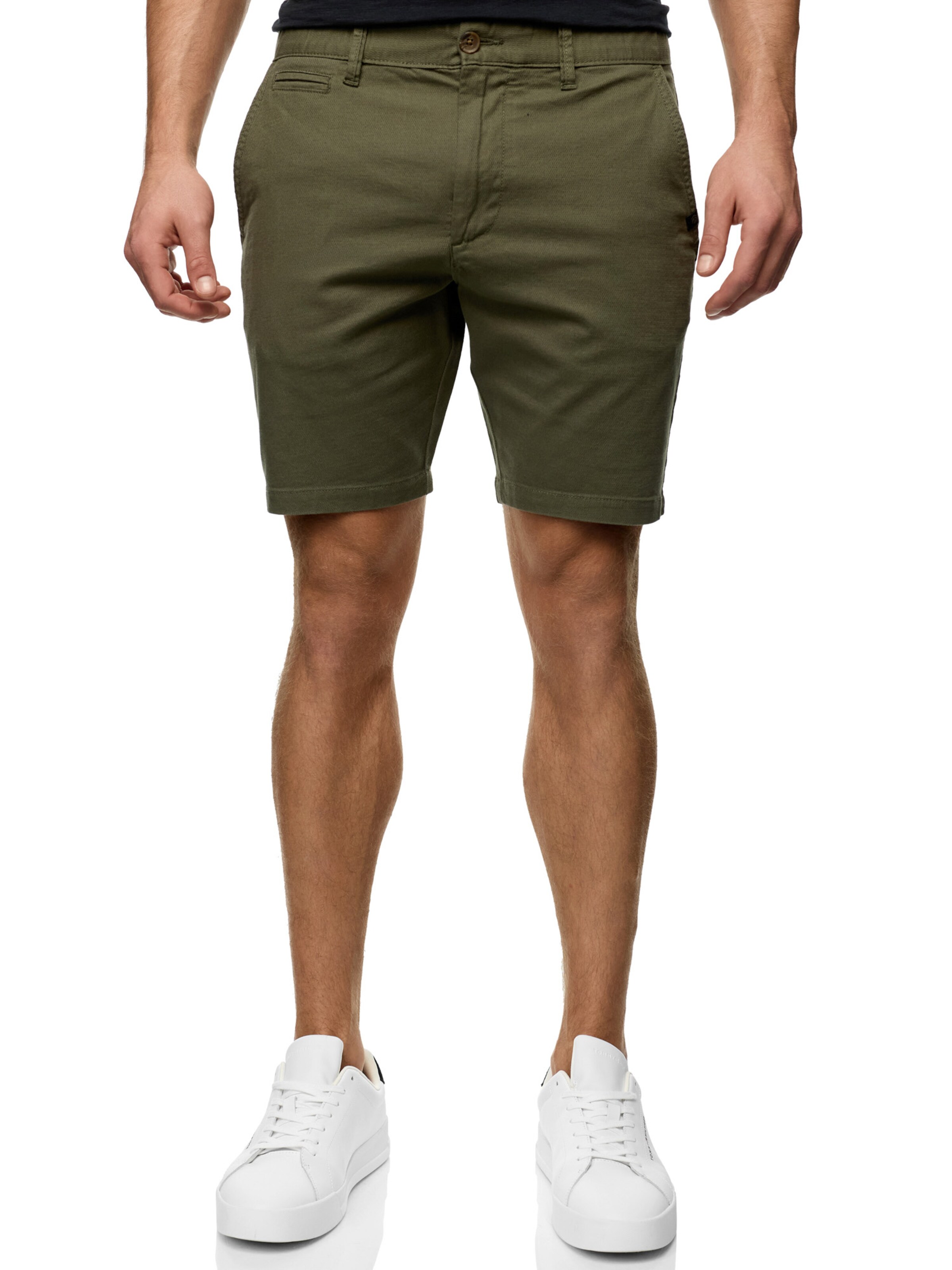 INDICODE JEANS Regular Chino Pants in Green: front