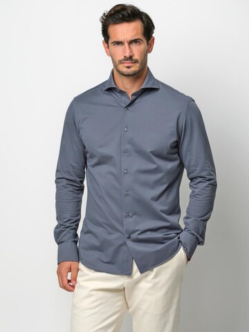 Profuomo Slim fit Overhemd 'Japanese Knitted' in Blauw